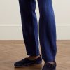 Shearling-Lined Suede-Trimmed Cotton-Corduroy Loafers - OU Shearling-Lined Suede-Trimmed Cotton-Corduroy Loafers - OU