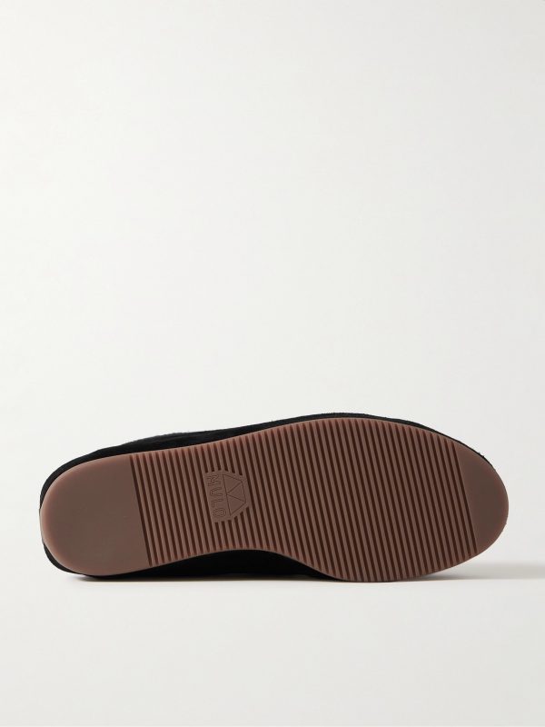 Suede-Trimmed Shearling-Lined Wool Slippers - E1 Suede-Trimmed Shearling-Lined Wool Slippers - E1