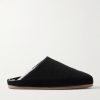 Suede-Trimmed Shearling-Lined Wool Slippers Suede-Trimmed Shearling-Lined Wool Slippers