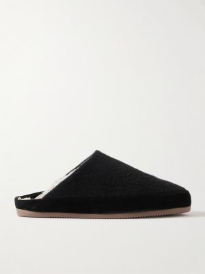 Suede-Trimmed Shearling-Lined Wool Slippers Suede-Trimmed Shearling-Lined Wool Slippers