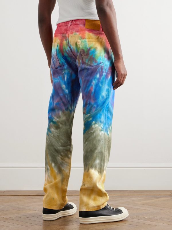 Marley Straight-Leg Distressed Tie-Dyed Jeans - BK