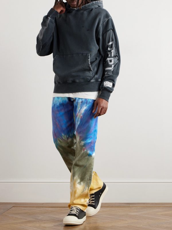 Marley Straight-Leg Distressed Tie-Dyed Jeans - OU