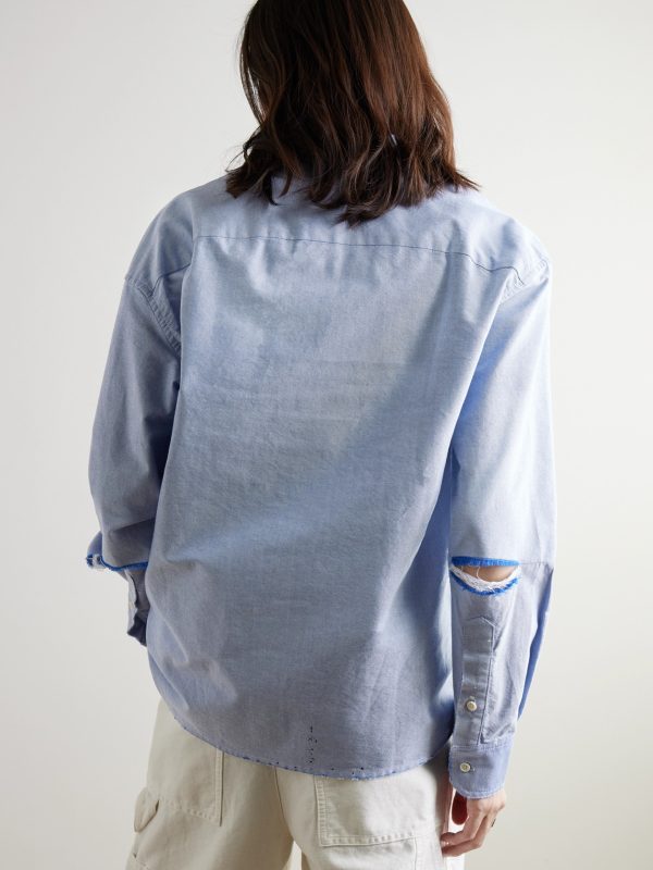 Starr Distressed Paint-Splattered Cotton Oxford Shirt - BK Starr Distressed Paint-Splattered Cotton Oxford Shirt - BK