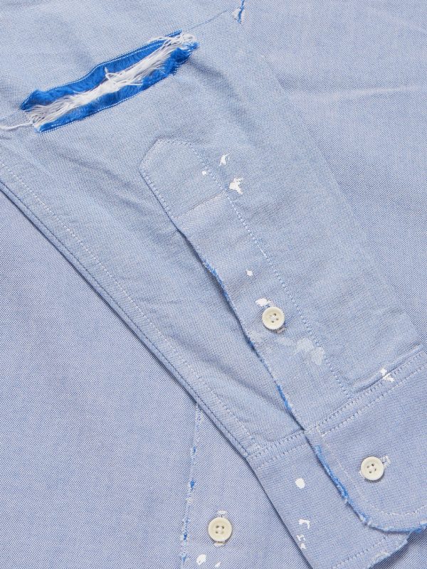 Starr Distressed Paint-Splattered Cotton Oxford Shirt - CU Starr Distressed Paint-Splattered Cotton Oxford Shirt - CU