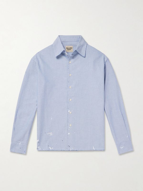 Starr Distressed Paint-Splattered Cotton Oxford Shirt Starr Distressed Paint-Splattered Cotton Oxford Shirt