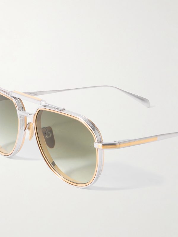 Commander Aviator-Style Brushed Two-Tone Beta Titanium Sunglasses - CU Commander Aviator-Style Brushed Two-Tone Beta Titanium Sunglasses - CU