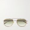 Commander Aviator-Style Brushed Two-Tone Beta Titanium Sunglasses Commander Aviator-Style Brushed Two-Tone Beta Titanium Sunglasses