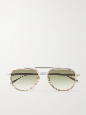 Commander Aviator-Style Brushed Two-Tone Beta Titanium Sunglasses Commander Aviator-Style Brushed Two-Tone Beta Titanium Sunglasses