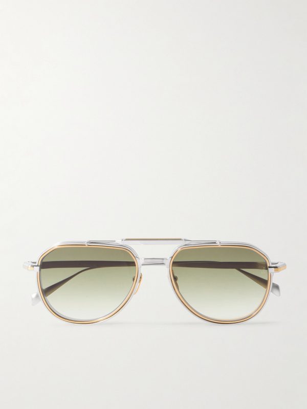 Commander Aviator-Style Brushed Two-Tone Beta Titanium Sunglasses Commander Aviator-Style Brushed Two-Tone Beta Titanium Sunglasses