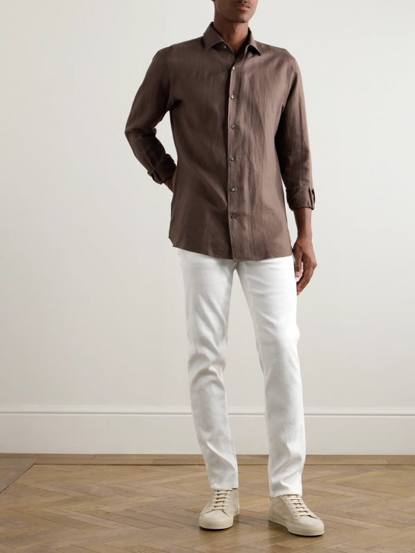 Roccia Slim-Fit Straight-Leg Garment-Dyed Linen-Blend Trousers - OU Roccia Slim-Fit Straight-Leg Garment-Dyed Linen-Blend Trousers - OU