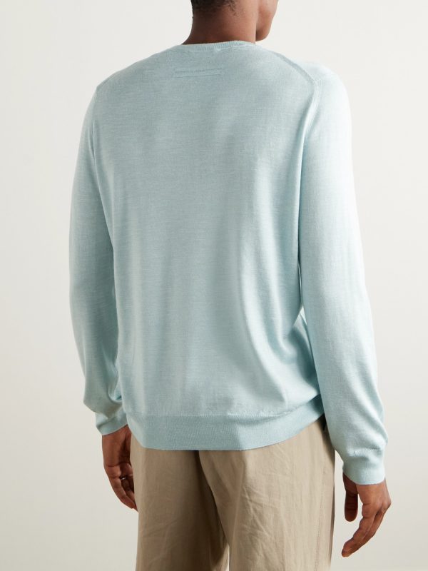 Mulberry Silk, Cashmere and Linen-Blend Sweater - BK Mulberry Silk, Cashmere and Linen-Blend Sweater - BK