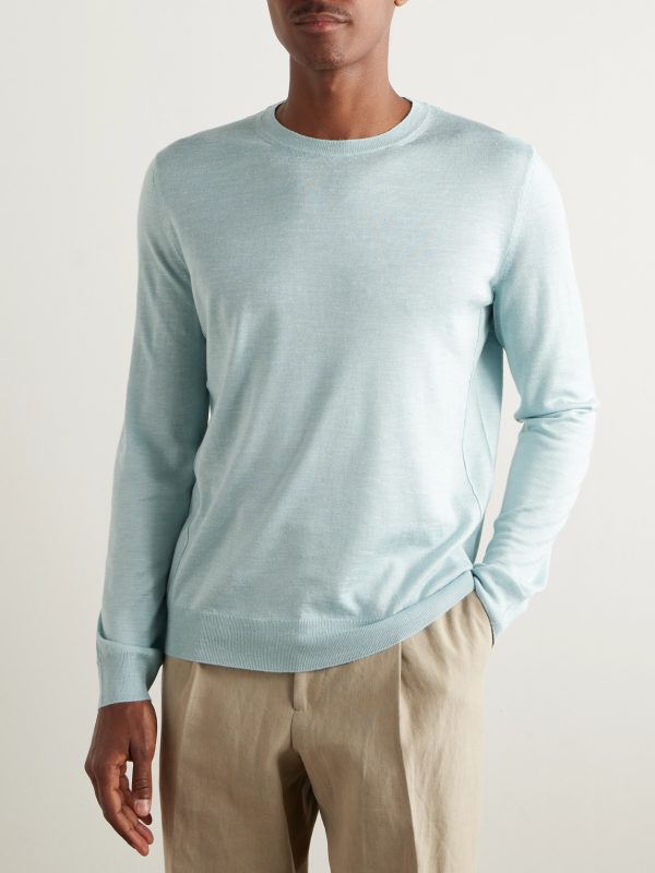Mulberry Silk, Cashmere and Linen-Blend Sweater - FR Mulberry Silk, Cashmere and Linen-Blend Sweater - FR
