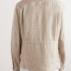Leather-Trimmed Linen Overshirt - BK Leather-Trimmed Linen Overshirt - BK