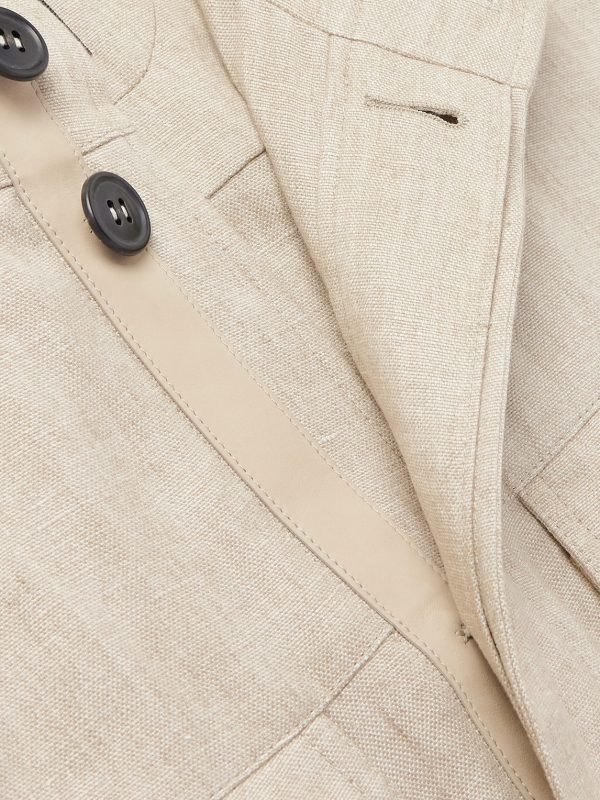 Leather-Trimmed Linen Overshirt - CU Leather-Trimmed Linen Overshirt - CU