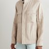 Leather-Trimmed Linen Overshirt - FR Leather-Trimmed Linen Overshirt - FR