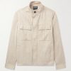 Leather-Trimmed Linen Overshirt Leather-Trimmed Linen Overshirt