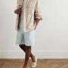 Leather-Trimmed Linen Overshirt - OU Leather-Trimmed Linen Overshirt - OU