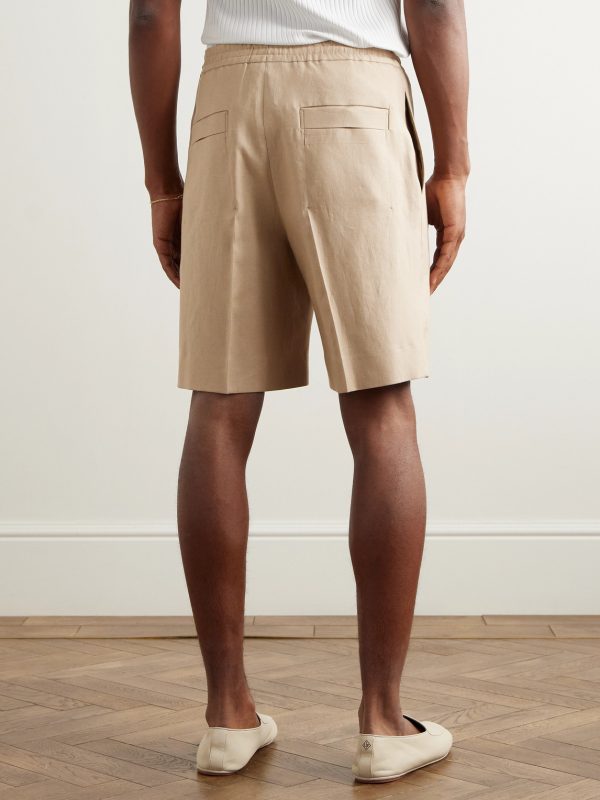 Straight-Leg Linen Shorts - BK Straight-Leg Linen Shorts - BK