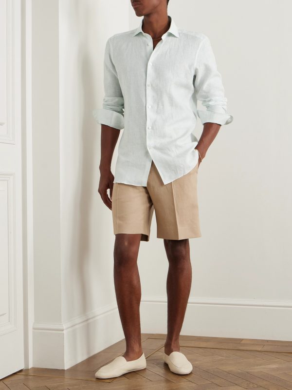 Straight-Leg Linen Shorts - OU Straight-Leg Linen Shorts - OU