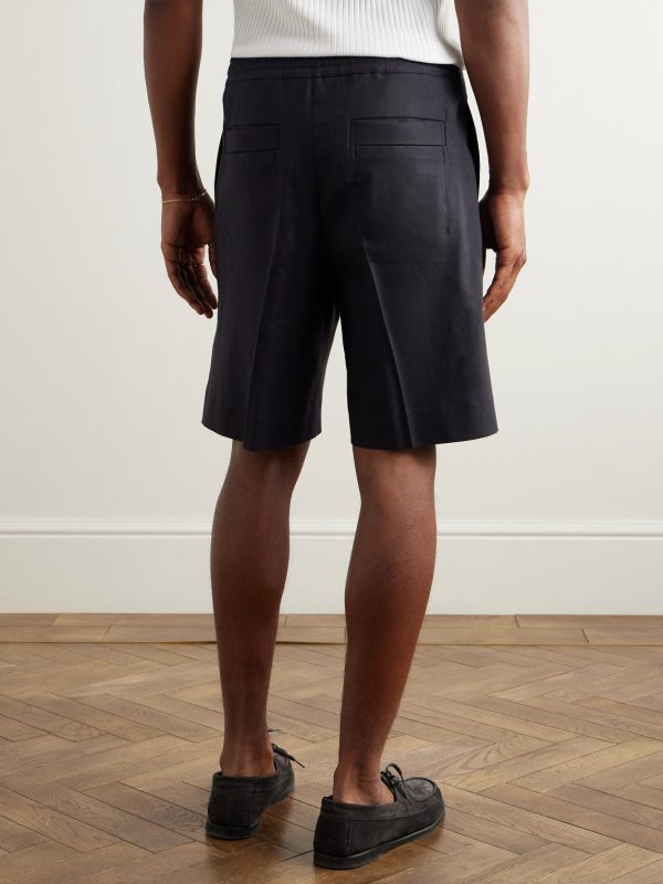 Straight-Leg Linen Shorts - BK Straight-Leg Linen Shorts - BK
