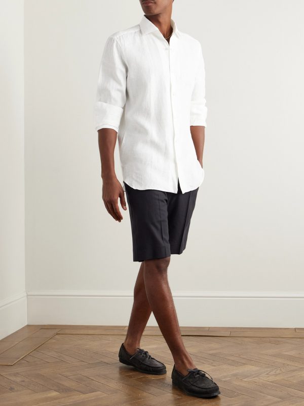 Straight-Leg Linen Shorts - OU Straight-Leg Linen Shorts - OU
