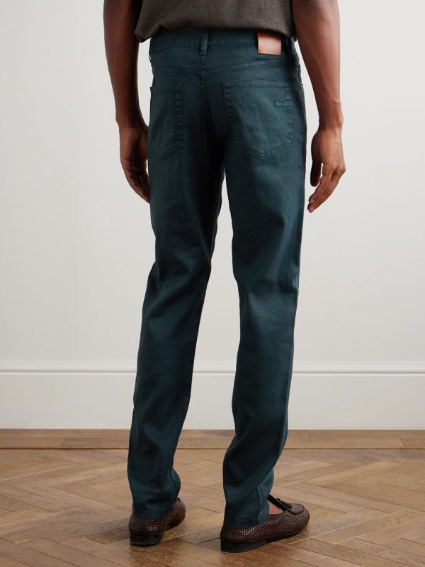 Roccia Slim-Fit Straight-Leg Garment-Dyed Linen-Blend Trousers - BK Roccia Slim-Fit Straight-Leg Garment-Dyed Linen-Blend Trousers - BK