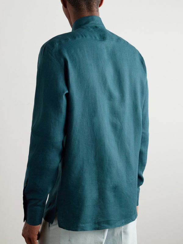 Grandad-Collar Oasi Linen Shirt - BK Grandad-Collar Oasi Linen Shirt - BK