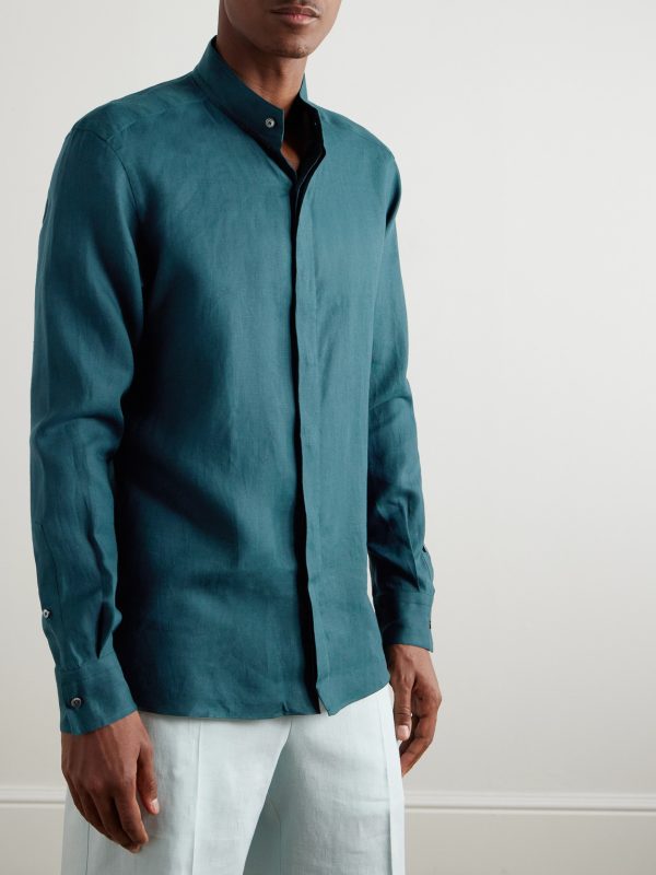 Grandad-Collar Oasi Linen Shirt - FR Grandad-Collar Oasi Linen Shirt - FR