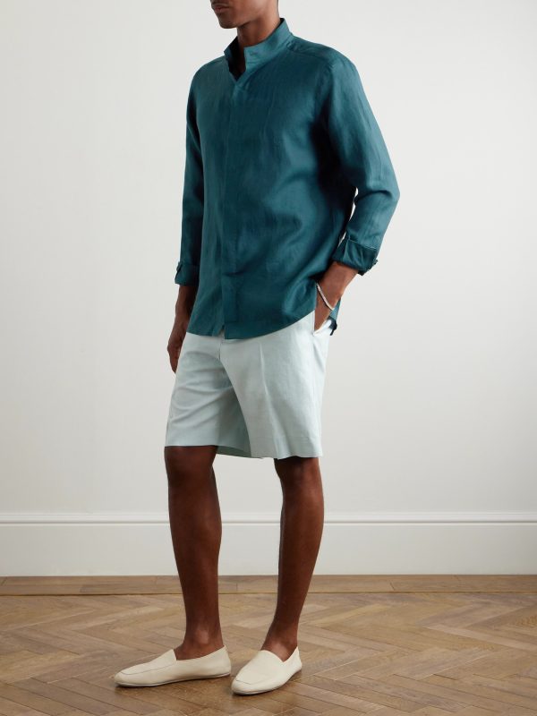 Grandad-Collar Oasi Linen Shirt - OU Grandad-Collar Oasi Linen Shirt - OU