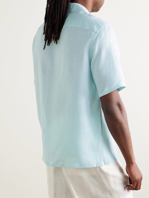 Convertible-Collar Oasi Linen Shirt - BK Convertible-Collar Oasi Linen Shirt - BK