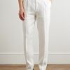 Straight-Leg Pleated Linen-Twill Trousers - FR Straight-Leg Pleated Linen-Twill Trousers - FR