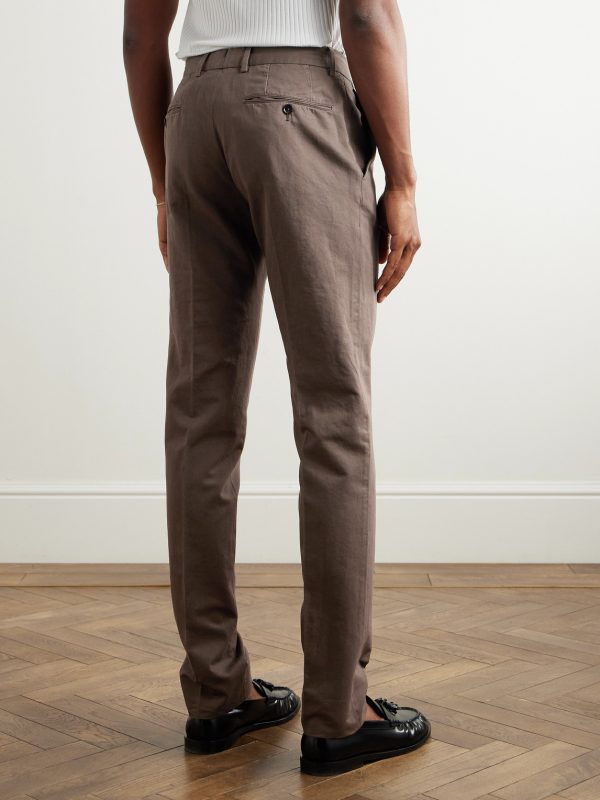 Slim-Fit Tapered Cotton and Linen-Blend Twill Trousers - BK Slim-Fit Tapered Cotton and Linen-Blend Twill Trousers - BK