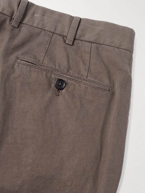 Slim-Fit Tapered Cotton and Linen-Blend Twill Trousers - CU Slim-Fit Tapered Cotton and Linen-Blend Twill Trousers - CU