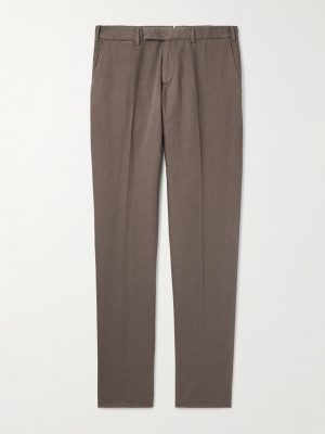 Slim-Fit Tapered Cotton and Linen-Blend Twill Trousers Slim-Fit Tapered Cotton and Linen-Blend Twill Trousers