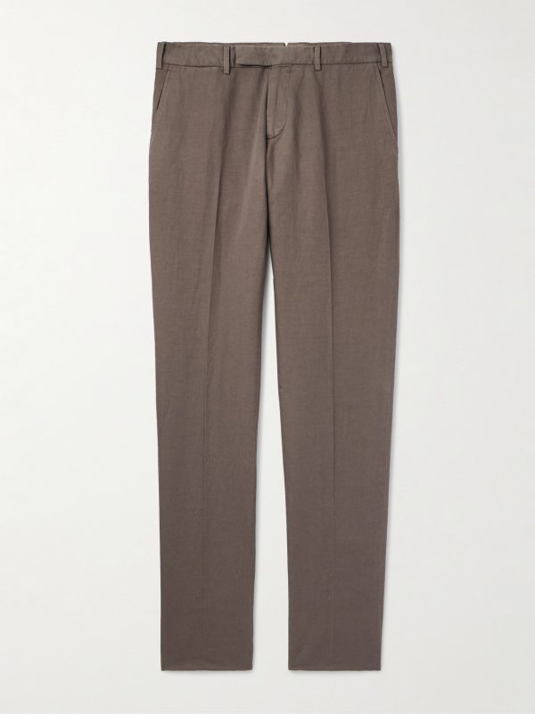 Slim-Fit Tapered Cotton and Linen-Blend Twill Trousers Slim-Fit Tapered Cotton and Linen-Blend Twill Trousers