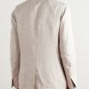 Double-Breasted Linen-Twill Suit Jacket - BK