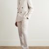Double-Breasted Linen-Twill Suit Jacket - OU
