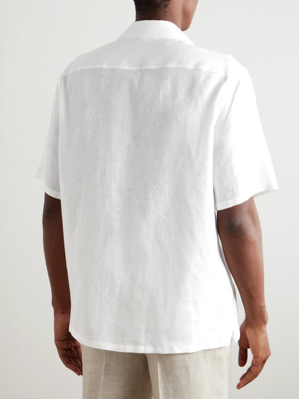 Convertible-Collar Oasi Linen Shirt - BK Convertible-Collar Oasi Linen Shirt - BK
