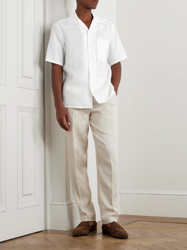 Convertible-Collar Oasi Linen Shirt - OU Convertible-Collar Oasi Linen Shirt - OU
