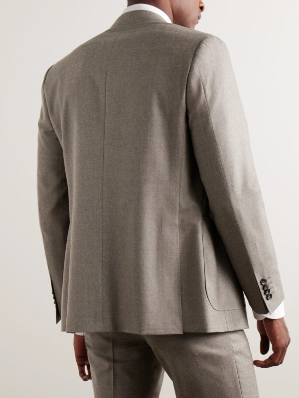 Kei Slim-Fit Double-Breasted Wool-Flannel Suit Jacket - BK Kei Slim-Fit Double-Breasted Wool-Flannel Suit Jacket - BK