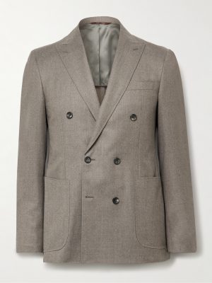 Kei Slim-Fit Double-Breasted Wool-Flannel Suit Jacket Kei Slim-Fit Double-Breasted Wool-Flannel Suit Jacket