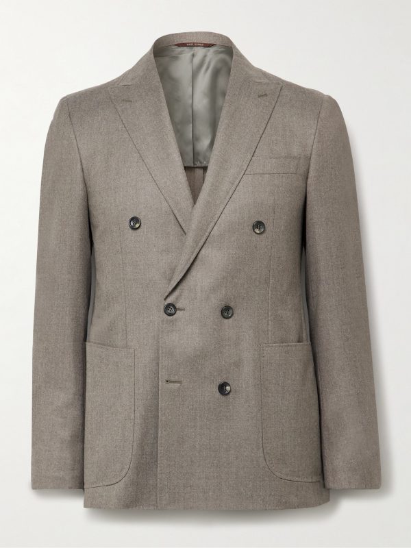 Kei Slim-Fit Double-Breasted Wool-Flannel Suit Jacket Kei Slim-Fit Double-Breasted Wool-Flannel Suit Jacket
