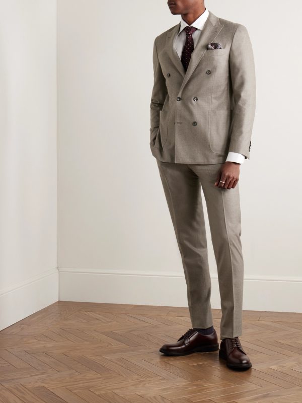 Kei Slim-Fit Double-Breasted Wool-Flannel Suit Jacket - OU Kei Slim-Fit Double-Breasted Wool-Flannel Suit Jacket - OU