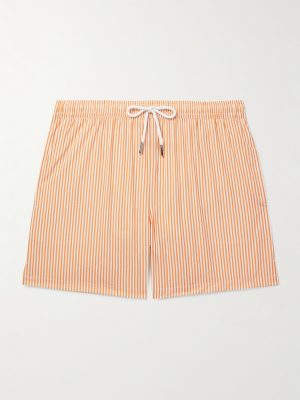 Straight-Leg Mid-Length Striped Swim Shorts Straight-Leg Mid-Length Striped Swim Shorts