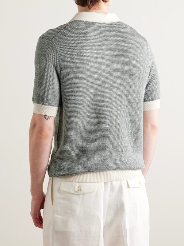 Slim-Fit Birdseye Cotton and Linen-Blend Polo Shirt - BK Slim-Fit Birdseye Cotton and Linen-Blend Polo Shirt - BK