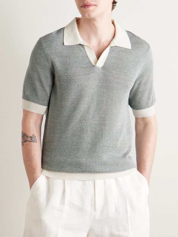 Slim-Fit Birdseye Cotton and Linen-Blend Polo Shirt - FR Slim-Fit Birdseye Cotton and Linen-Blend Polo Shirt - FR