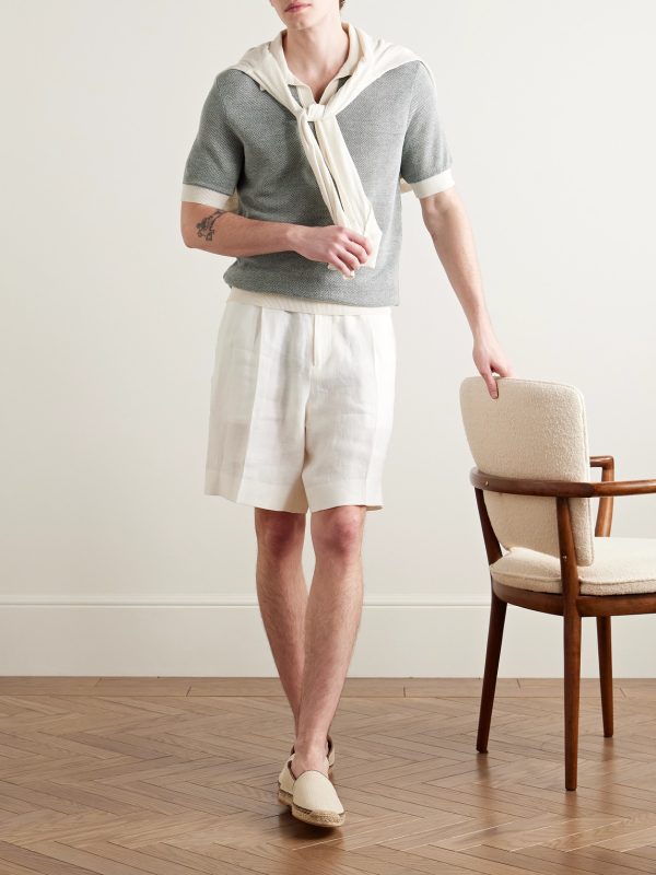 Slim-Fit Birdseye Cotton and Linen-Blend Polo Shirt - OU Slim-Fit Birdseye Cotton and Linen-Blend Polo Shirt - OU