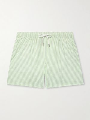 Straight-Leg Mid-Length Striped Swim Shorts Straight-Leg Mid-Length Striped Swim Shorts