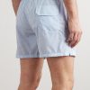 Straight-Leg Mid-Length Striped Swim Shorts - BK Straight-Leg Mid-Length Striped Swim Shorts - BK