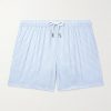 Straight-Leg Mid-Length Striped Swim Shorts Straight-Leg Mid-Length Striped Swim Shorts